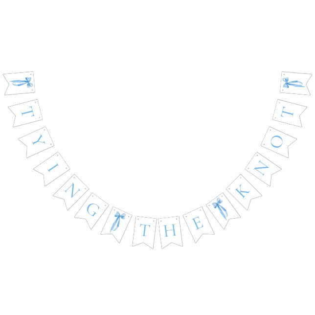 Dusty Blue Bow Tying the Knot Bridal Shower Bunting Flags (All)