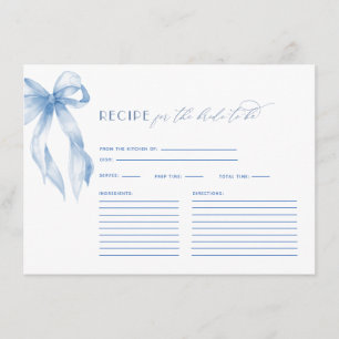Dusty Blue Bow Tying the Knot Bridal Shower Recipe Enclosure Card