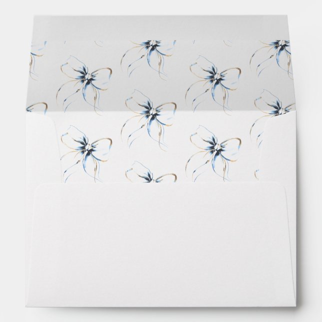 Dusty Blue Bow Whimsical Modern Elegant Chic Envelope (Back (Bottom))