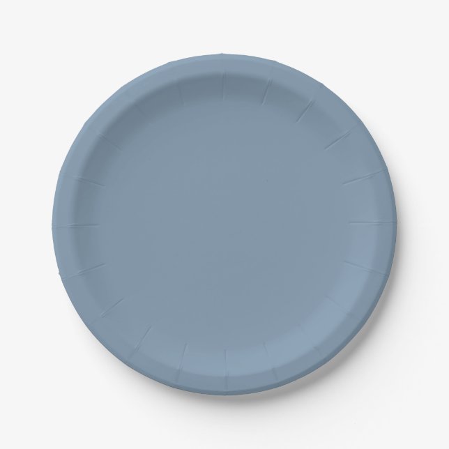 Dusty Blue Boy Baby Shower Paper Plates (Front)