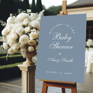 Dusty Blue Boy Baby Shower Welcome Simple Script Foam Board