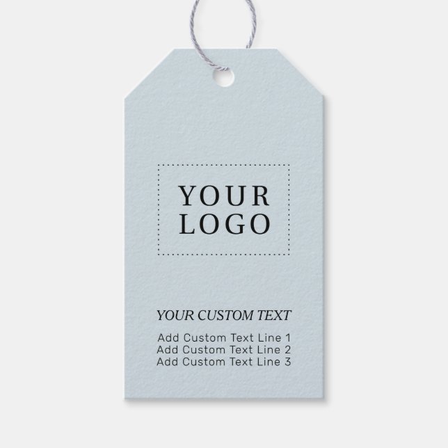 Dusty Blue Branded Business Logo Promotional Gift Tags (Front)