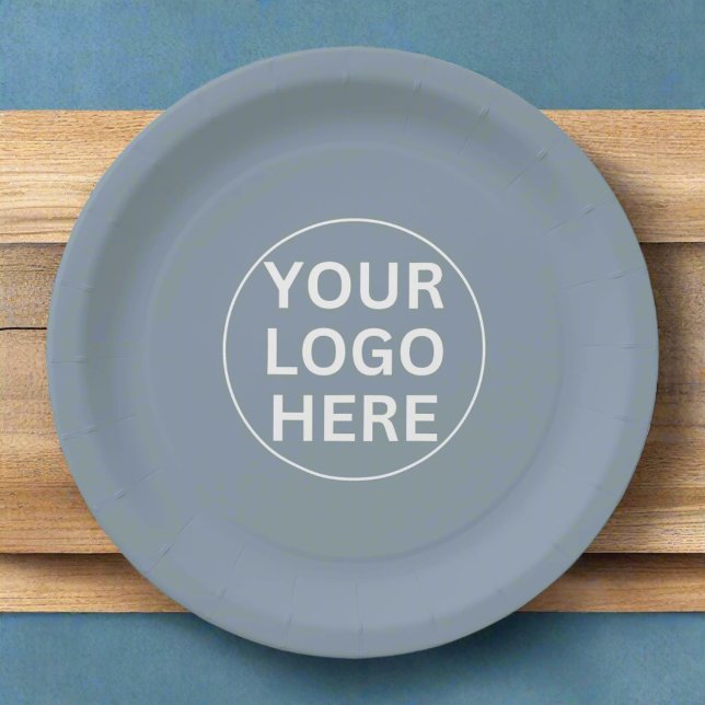 Dusty Blue Branded Event Paper Plates Company Logo (Creator Uploaded)