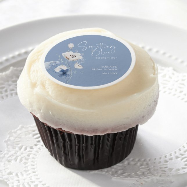 Dusty Blue Bridal Shower Cupcake Edible Frosting Rounds (Creator Uploaded)