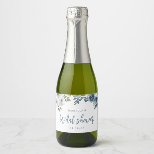 Dusty Blue Bridal Shower Favor Sparkling Wine Labe Sparkling Wine Label