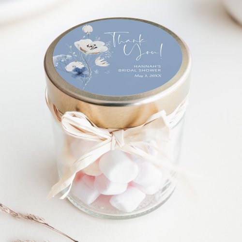 Dusty Blue Bridal Shower Favor Thank You Classic Round Sticker