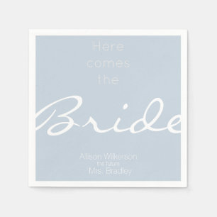 Dusty Blue Bridal Shower Here Comes the Bride Napkins