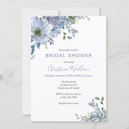 Dusty Blue Bridal Shower Invitations