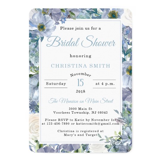 Dusty Blue Bridal Shower Invitations | Zazzle.com