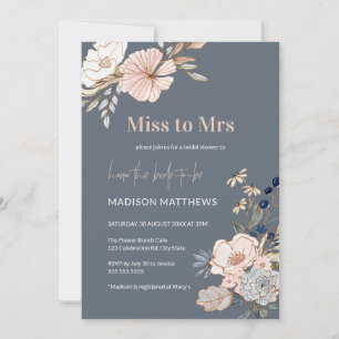Dusty blue bridal shower invite