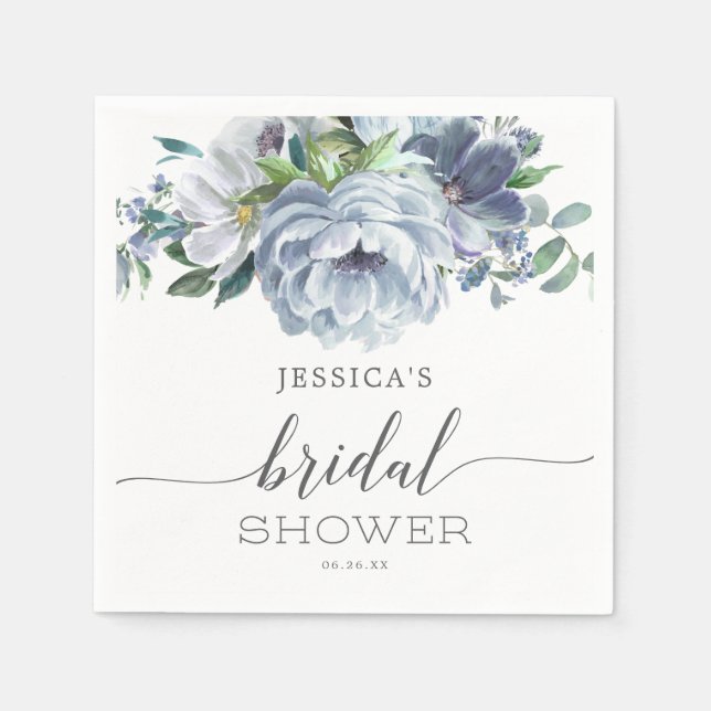 Dusty Blue Bridal Shower Napkins (Front)