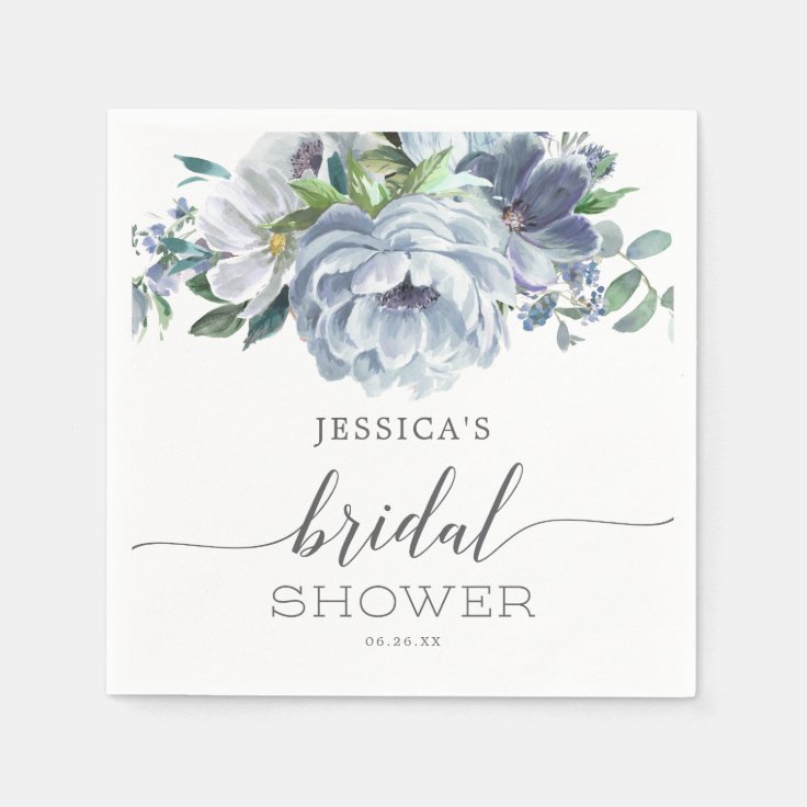 Dusty Blue Bridal Shower Napkins | Zazzle