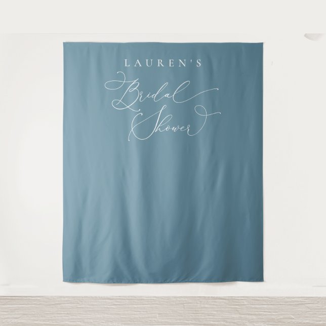 Dusty Blue Bridal Shower Photo Backdrop (Front)