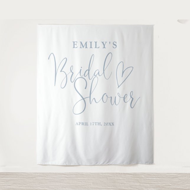 Dusty Blue Bridal Shower Photo Backdrop (Front)