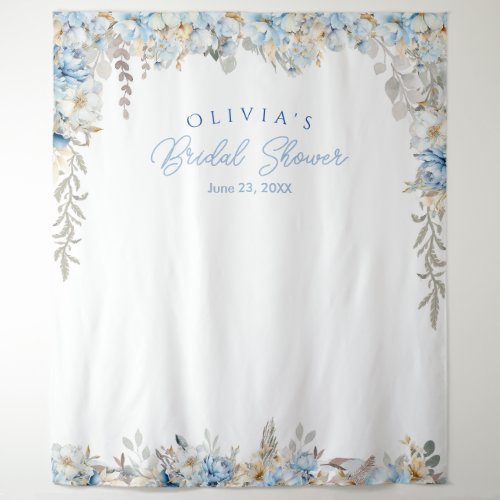Dusty Blue Bridal Shower Photo Booth Backdrop