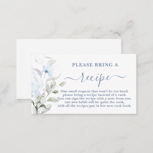 Dusty Blue Bridal Shower Recipe Card Request