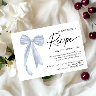 Dusty Blue Bridal Shower Recipe Request Enclosure Invitation