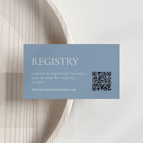 Dusty Blue  Bridal Shower Registry QR Enclosure Card