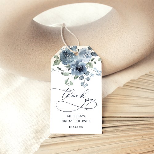 Dusty Blue Bridal Shower Thank You Gift Tags