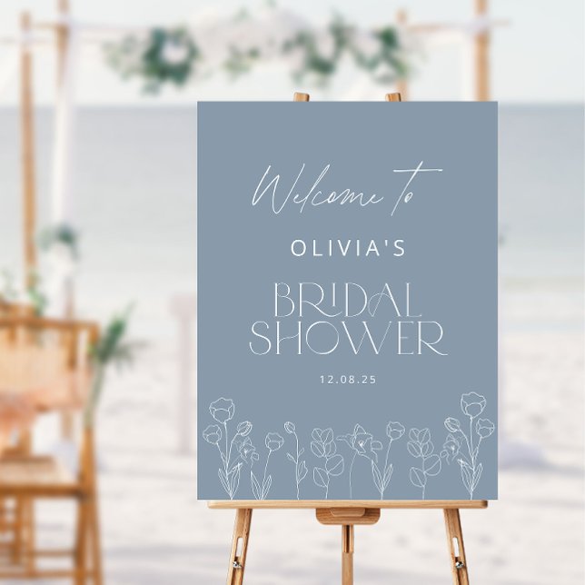 Dusty Blue Bridal Shower Welcome Foam Board (Creator Uploaded)