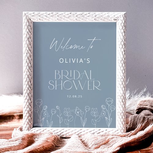 Dusty Blue Bridal Shower Welcome Poster