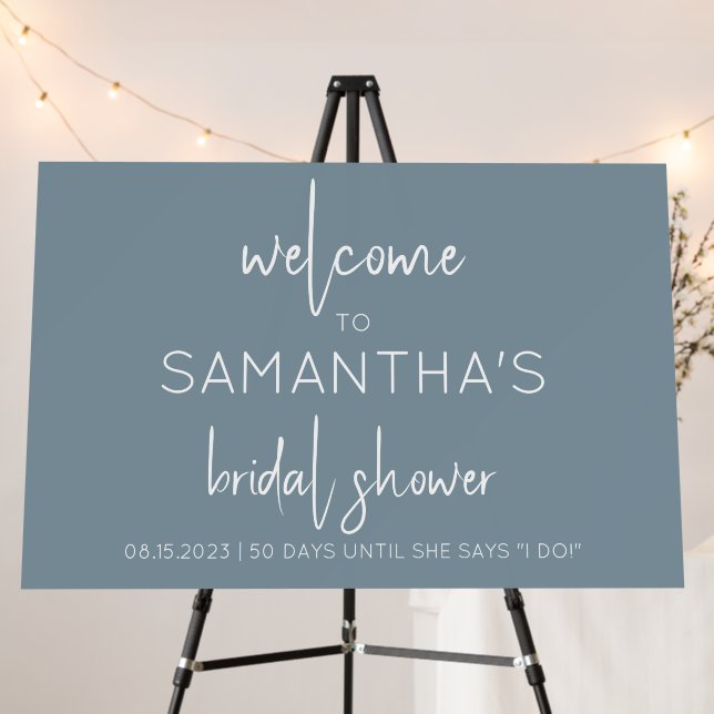 Dusty blue Bridal Shower Welcome Sign (In Situ (Stand))
