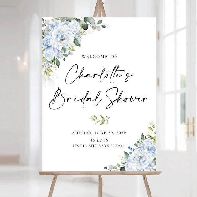 Dusty Blue Bridal Shower Welcome Sign: Botanical  Foam Board (Creator Uploaded)
