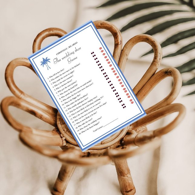 Dusty Blue Bride & Groom Bridal Shower Game Card (Creator Uploaded)