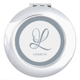 Dusty Blue Bridesmaid Personalized Compact Mirror