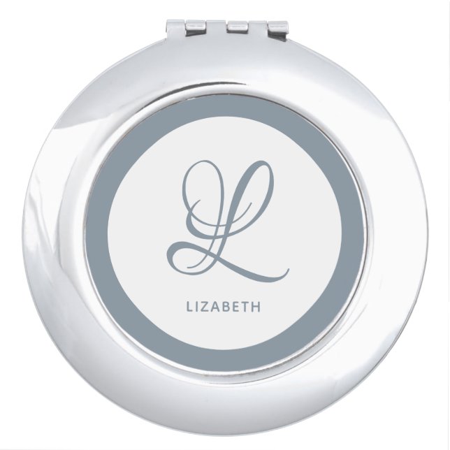 Dusty Blue Bridesmaid Personalized Compact Mirror (Front)