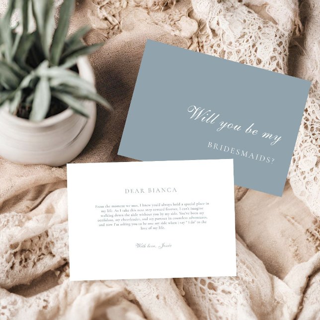 Dusty Blue  Bridesmaid Proposal Card (Creator Uploaded)