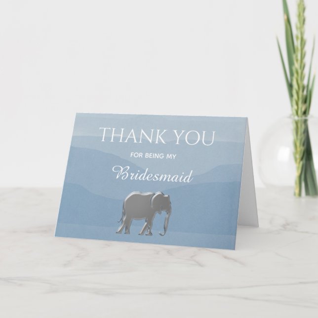 Dusty Blue Bridesmaid Thank You Card (Front)