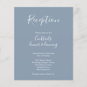 Dusty Blue Budget Modern Wedding Reception Flyer