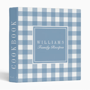 Dusty Blue Buffalo Plaid Recipe Cookbook 3 Ring Binder
