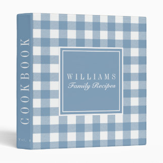 Dusty Blue Buffalo Plaid Recipe Cookbook 3 Ring Binder