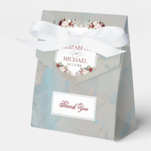 Dusty Blue Burgundy Blush Floral Favor Boxes