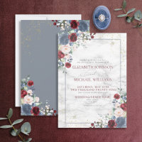 Dusty Blue Burgundy Blush Gold Floral Wedding