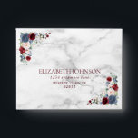 Dusty Blue Burgundy Blush Marble Wedding RSVP Envelope<br><div class="desc">Modern, elegant and trendy, this wedding RSVP envelope design features an all over faux Carrera marble texture, with the return address in a burgundy red, and is decorated on the front with dusty blue, burgundy and blush pink floral elements. Part of a matching wedding set. Copyright Elegant Invites. All rights...</div>