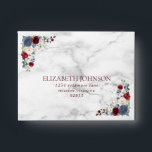 Dusty Blue Burgundy Blush Marble Wedding RSVP Envelope<br><div class="desc">Modern, elegant and trendy, this wedding RSVP envelope design features an all over faux Carrera marble texture, with the return address in a burgundy red, and is decorated on the front with dusty blue, burgundy and blush pink floral elements. Part of a matching wedding set. Copyright Elegant Invites. All rights...</div>