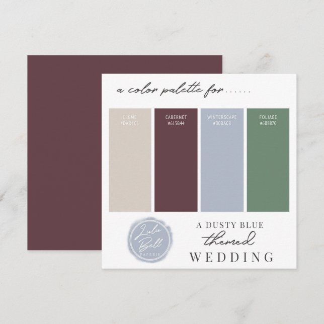 Dusty Blue Burgundy & Green Color Palette Card (Front/Back)