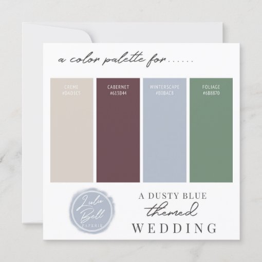 Dusty Blue Burgundy & Green Color Palette Card | Zazzle