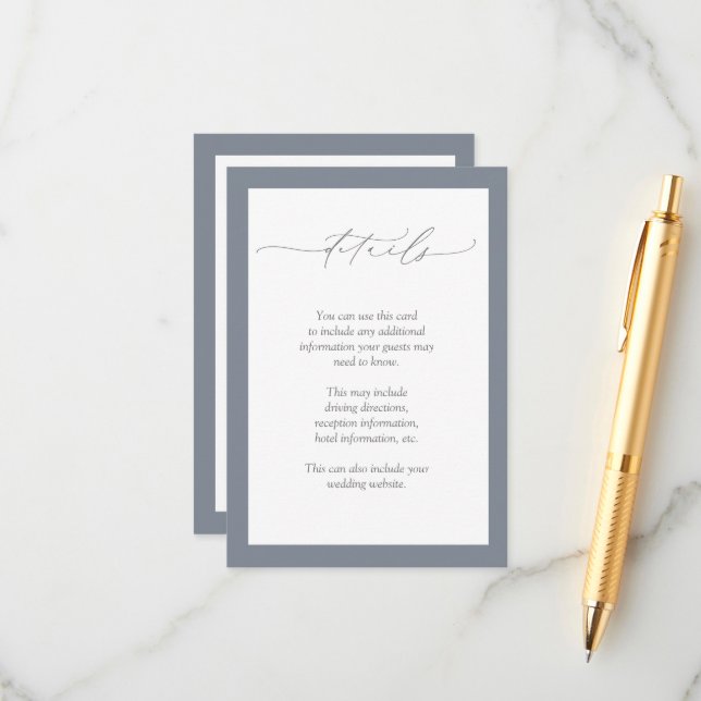 Dusty Blue Burgundy Red Floral Wedding Details Enclosure Card (Front/Back In Situ)