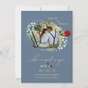 Dusty Blue Burgundy She Said Yes Photo SavetheDate Save The Date