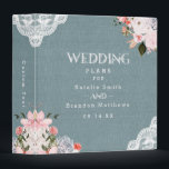 Dusty Blue Burlap Lace and Floral Wedding Planner 3 Ring Binder<br><div class="desc">Rustic Dusty Blue Burlap Lace and Blush Floral Wedding Planner Binder. Perfect for your spring or summer garden, barn, or country rustic themed wedding notes and appointments. In a soft subtle muted color palette of light blush pink, dusty blue grays, and simple classic white. The elegant floral serif font is...</div>