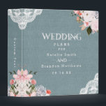 Dusty Blue Burlap Lace and Floral Wedding Planner 3 Ring Binder<br><div class="desc">Rustic Dusty Blue Burlap Lace and Blush Floral Wedding Planner Binder. Perfect for your spring or summer garden, barn, or country rustic themed wedding notes and appointments. In a soft subtle muted color palette of light blush pink, dusty blue grays, and simple classic white. The elegant floral serif font is...</div>