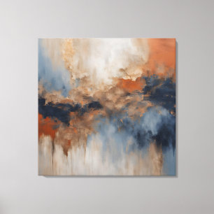 Dusty Blue Burnt Orange Navy Abstract Canvas Print