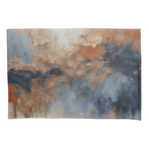 Dusty Blue Burnt Orange Navy Abstract Pillow Case