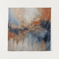 Dusty Blue Burnt Orange Navy Abstract