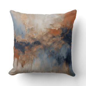 Dusty Blue Burnt Orange Navy Abstract Throw Pillow