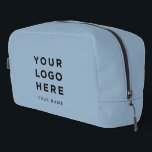 Dusty Blue Business Logo Name Instagram Travel Dopp Kit<br><div class="desc">Custom Business Logo dusty blue Name Company Promotional Instagram Travel Dopp kit featuring a simple and modern template with your business logo, photo or image and any personalized text. Add company name, social media, website, contact or any marketing info. The modern dopp kit is fully customizable with any color, pattern...</div>